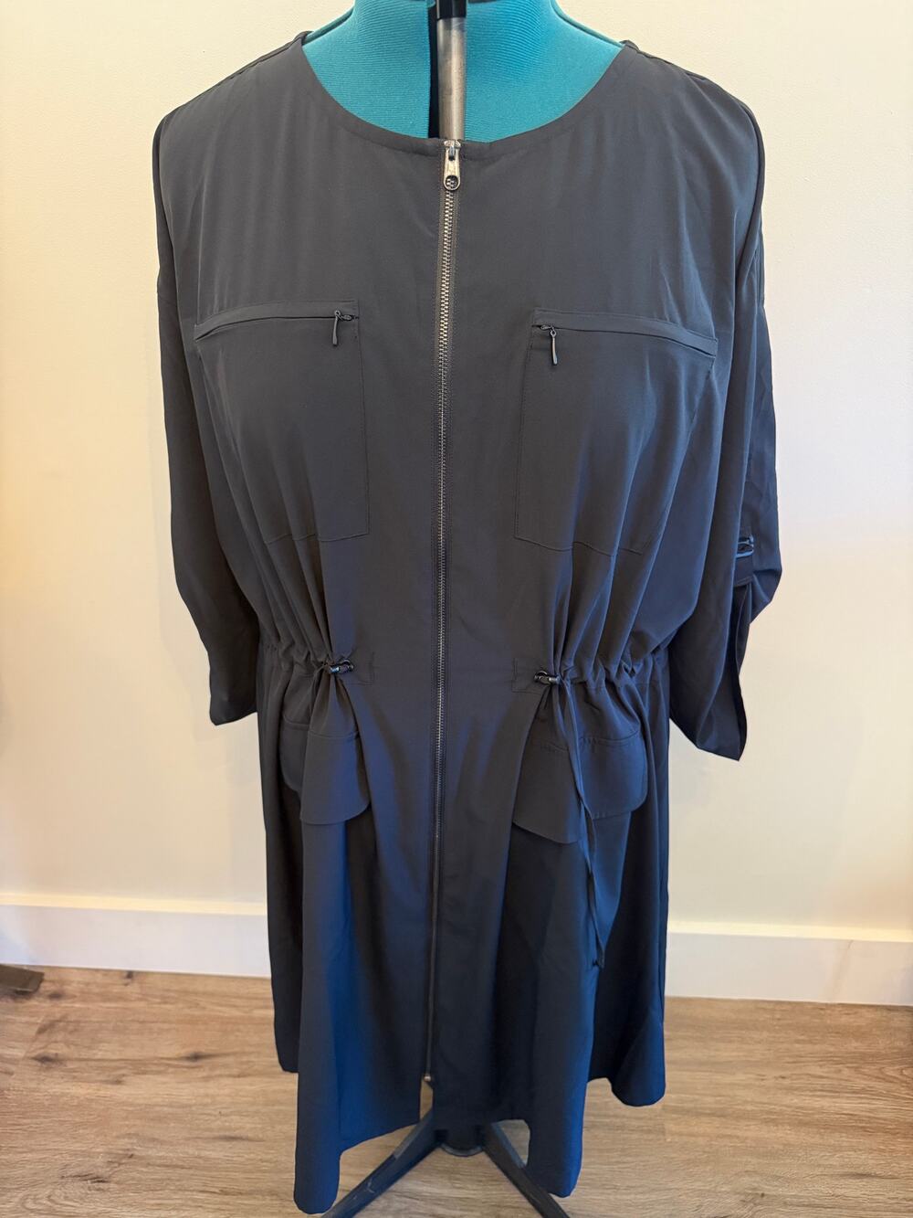 Soft Surroundings Blue Full Zip Dress with Drawstring Waist Size 2X